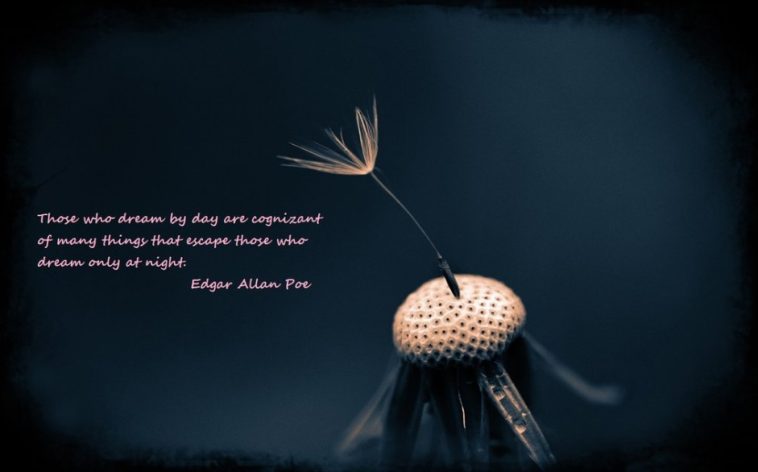 Wallpaper on Dreams with Quote by Edgar Allan Poe