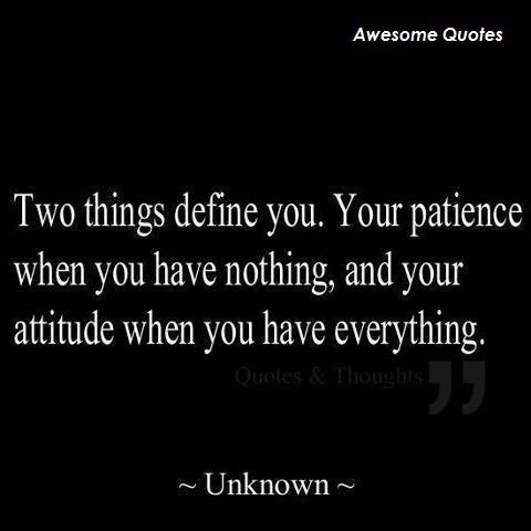 Motivational Wallpaper on Attitude: Two things define you. Your patience