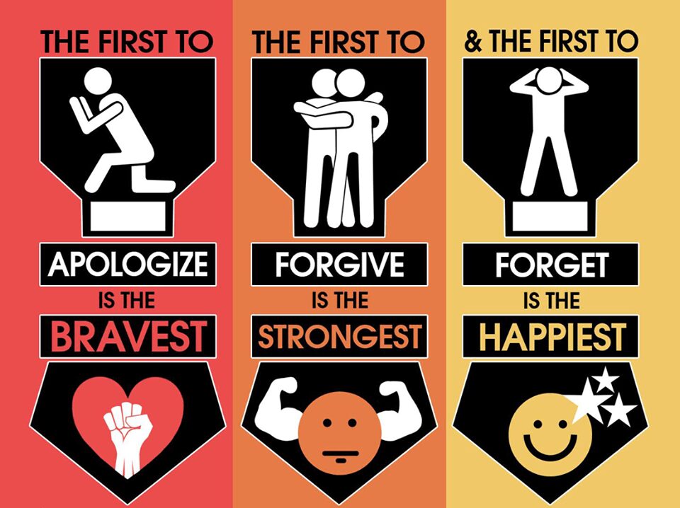 Be the first to Apologize ,Forgive and Forget to become the Bravest,Strongest and Happiest ,