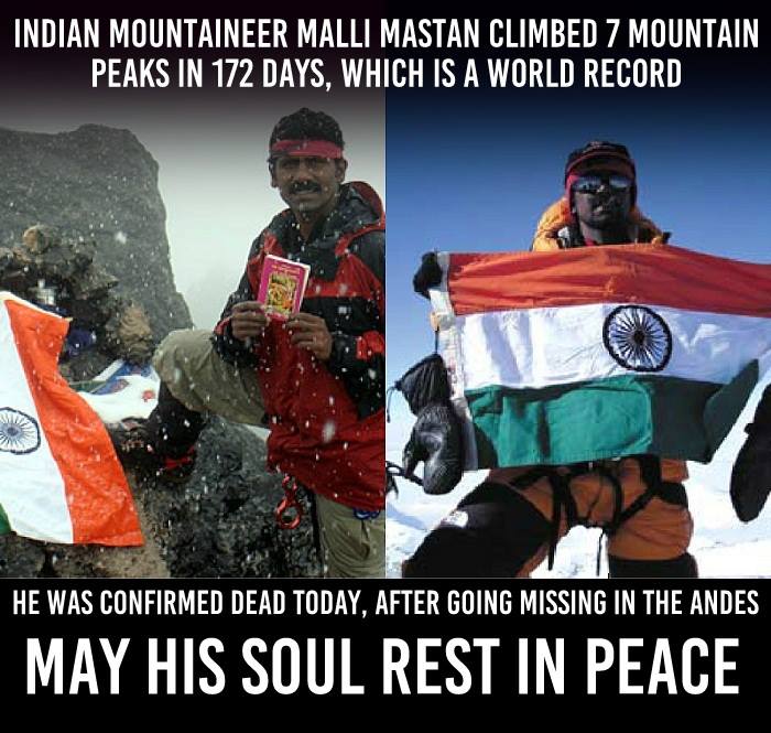 RIP Top Indian mountaineer Malli Mastan Babu