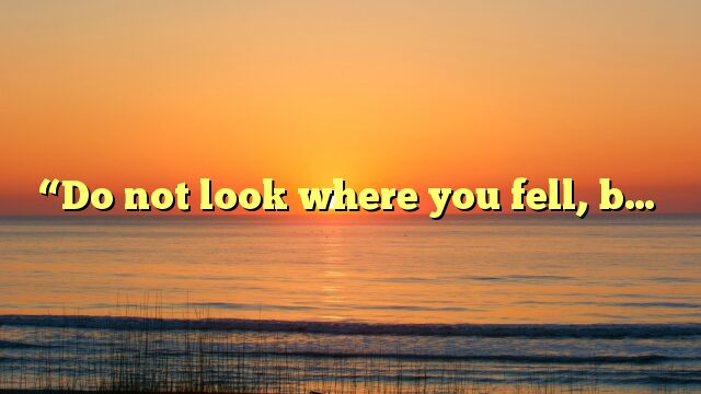 “Do not look where you fell, b…
