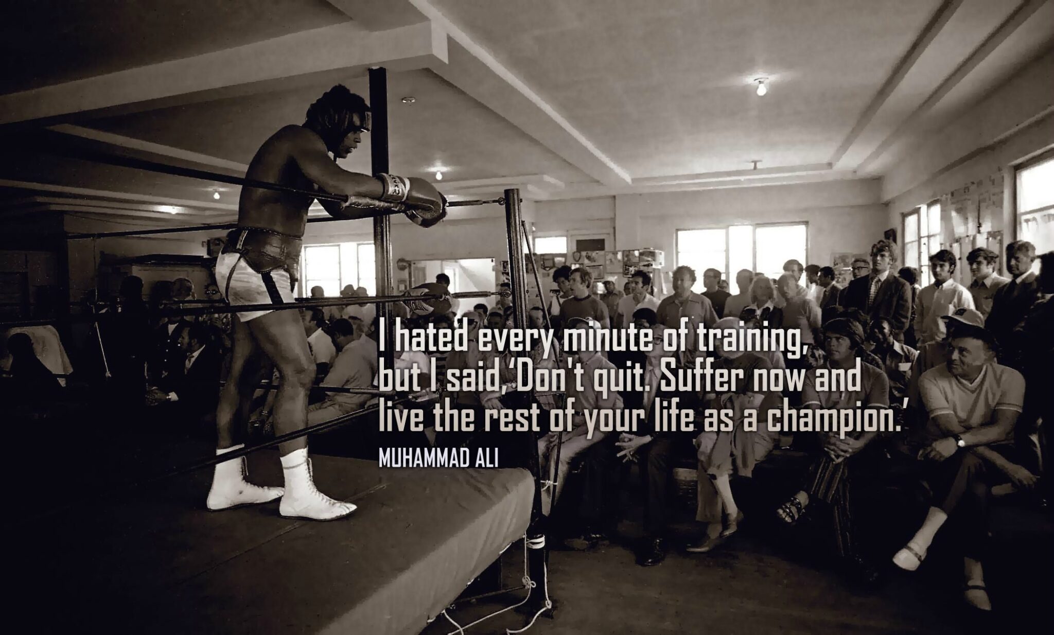Motivational Wallpaper By Muhammad Ali-Live The Rest Of Life As Champion -  Dont Give Up World