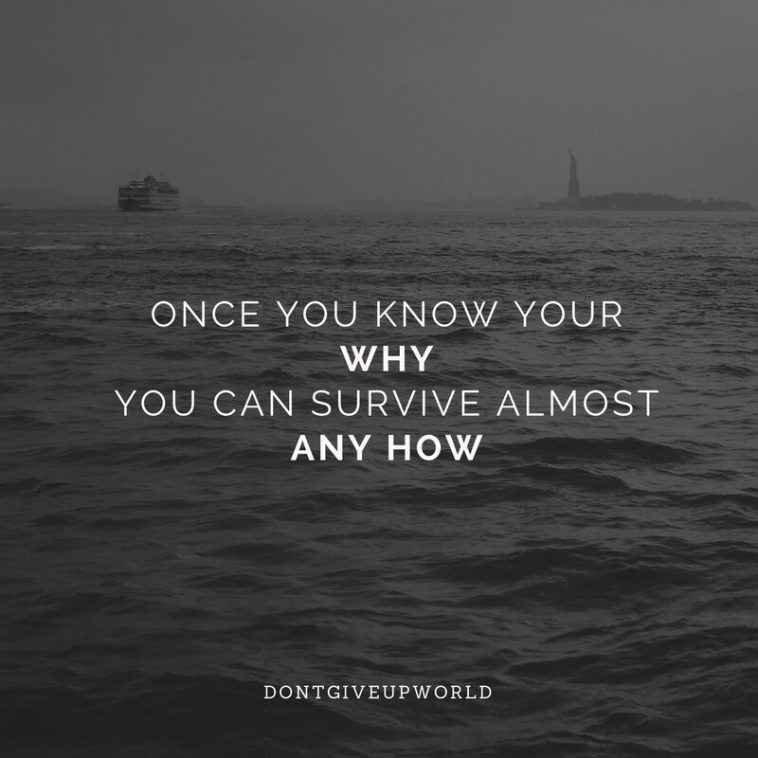 MOTIVATIONAL QUOTE ON ONCE YOU KNOW YOUR WHYYOU CAN SURVIVE ALMOST ANY HOW BY VIKTOR FRANKL