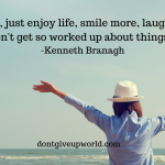 this image contains a person standing and spreading his arms to express joy and quote is written above it