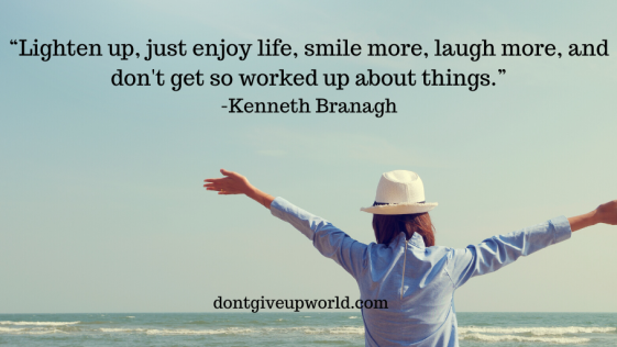 this image contains a person standing and spreading his arms to express joy and quote is written above it