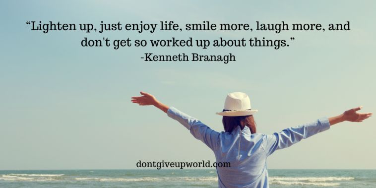 this image contains a person standing and spreading his arms to express joy and quote is written above it