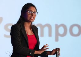 Image of Nivedha RM giving speech about How to make your dreams come true