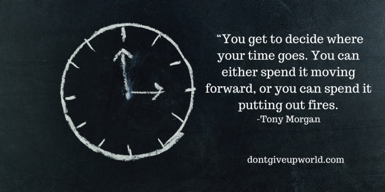 The image contains the motivational quote on time by Tony Morgan
