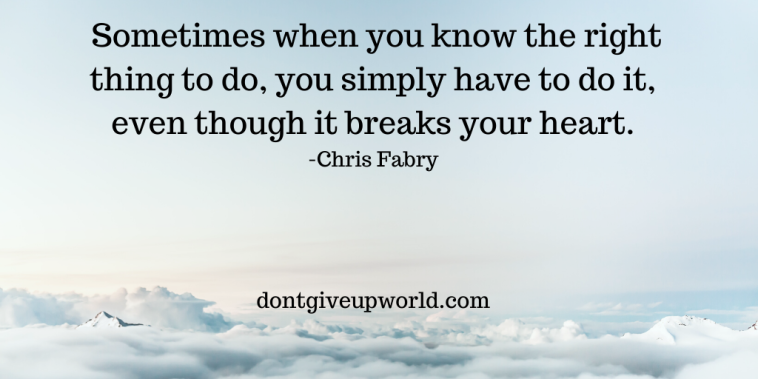 The picture contains motivational qute by Chris Fabry