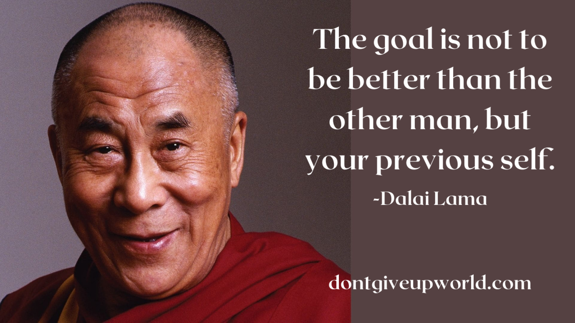 Quote on better than previous self by Dalai Lama - Dont Give Up World