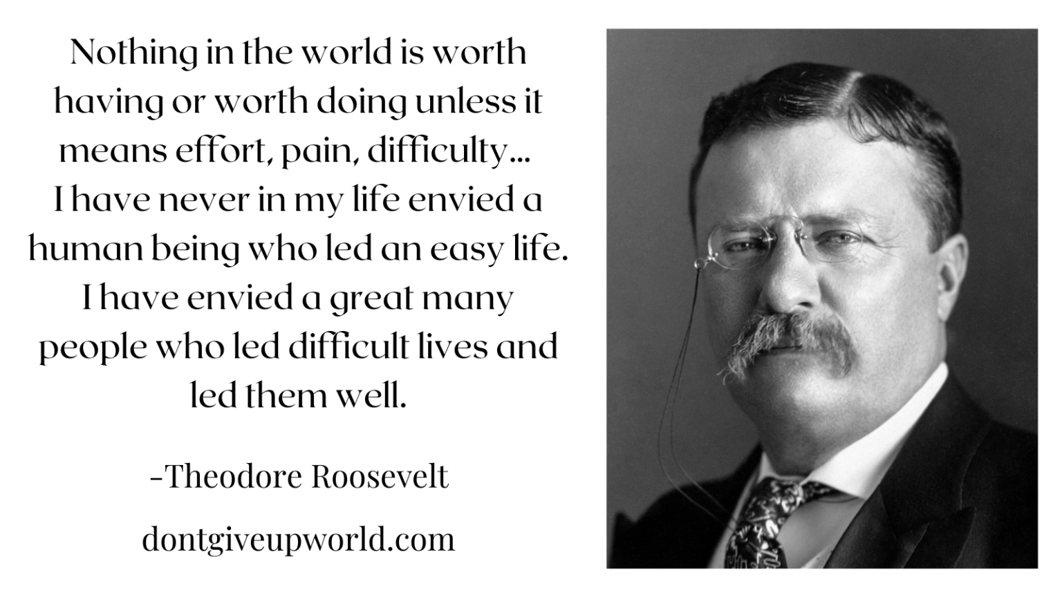 Quote on effort, pain, and difficulty by Theodore Roosevelt Dont Give