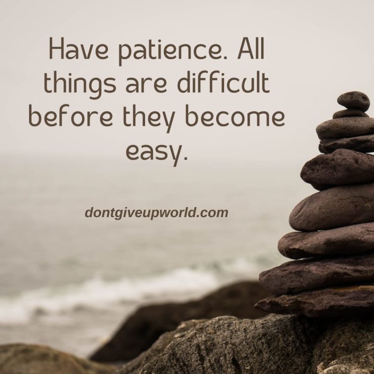 Have Patience, All things are difficult befre they become easy