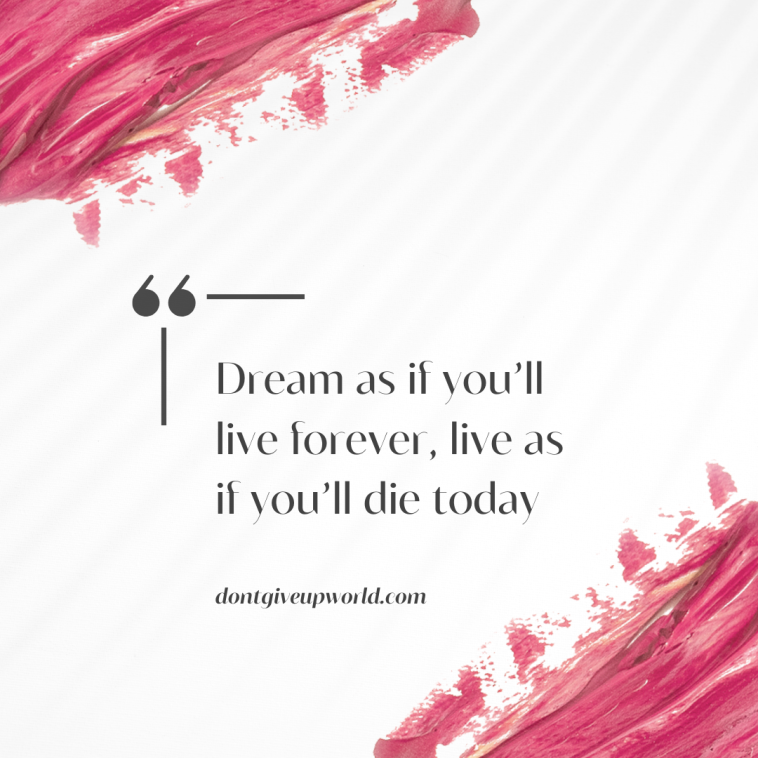 Dream as if you will live forever and live as if you will die today