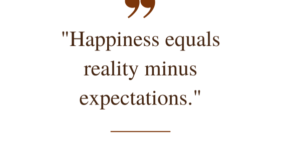 Happiness equals reality minus expectations