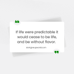 If life were predictable it would cease to be life and be without flavor