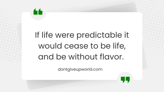 If life were predictable it would cease to be life and be without flavor