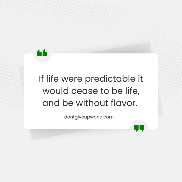 If life were predictable it would cease to be life and be without flavor