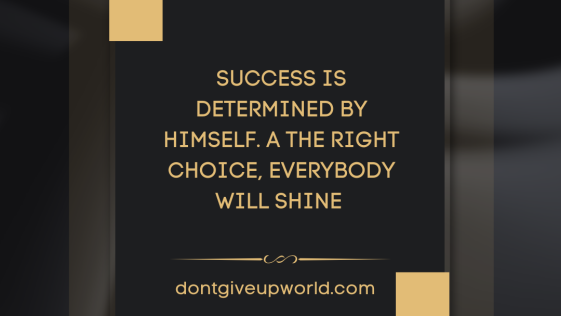 Success is determined by himself a the right choice everybody will shine
