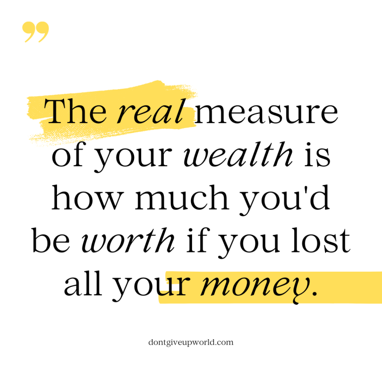 The real measure of your wealth is how much you would be worth if you lost all your money