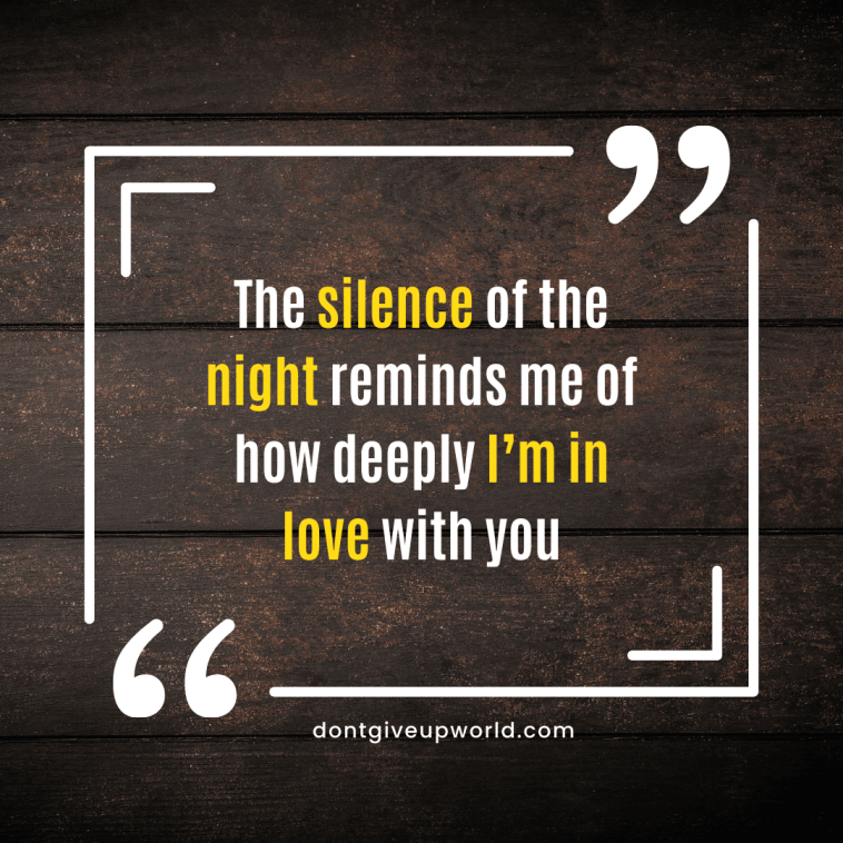 The silence of the night reminds me of how deeply I am in love with you