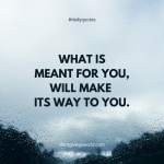 What is meant for you will make its way to you