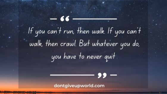 If you cant run then walk If you cant walk then crawl But whatever you do you have to never quit
