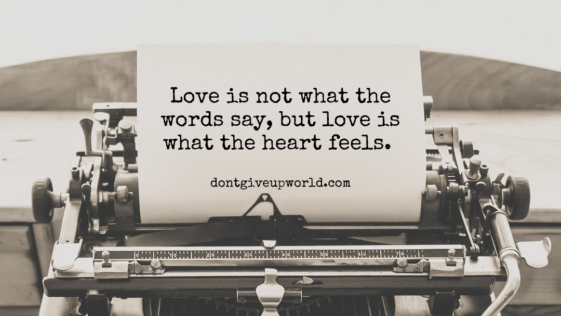 Love is not what the words say but love is what the heart feels