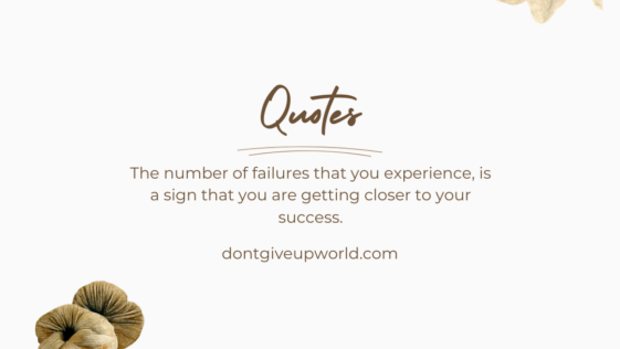 The number of failures that you experience, is a sign that you are getting closer to your success